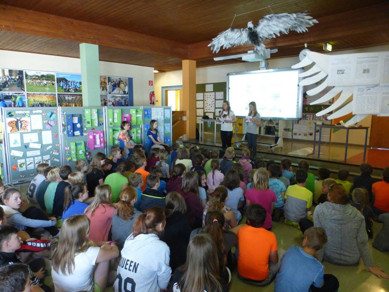 Im Naturpark Sölktäler fand der Projekttag an der NMS Stein/Enns statt. Neben den Gastgebern waren die Naturpark-Volksschulen Stein/Enns und St. Nikolai dabei. Bilder und Rekorde von Zugvögeln begeisterten die 160 SchülerInnen. Auch die neue „10-Jahreszeiten-Hecke“ – die für viele Flugkünstler, wie Vögel, Bienen, Schmetterlinge, und andere Insekten Lebensraum und Nahrungsquelle ist – wurde vorgestellt ... Foto: Stefan Falkensteiner